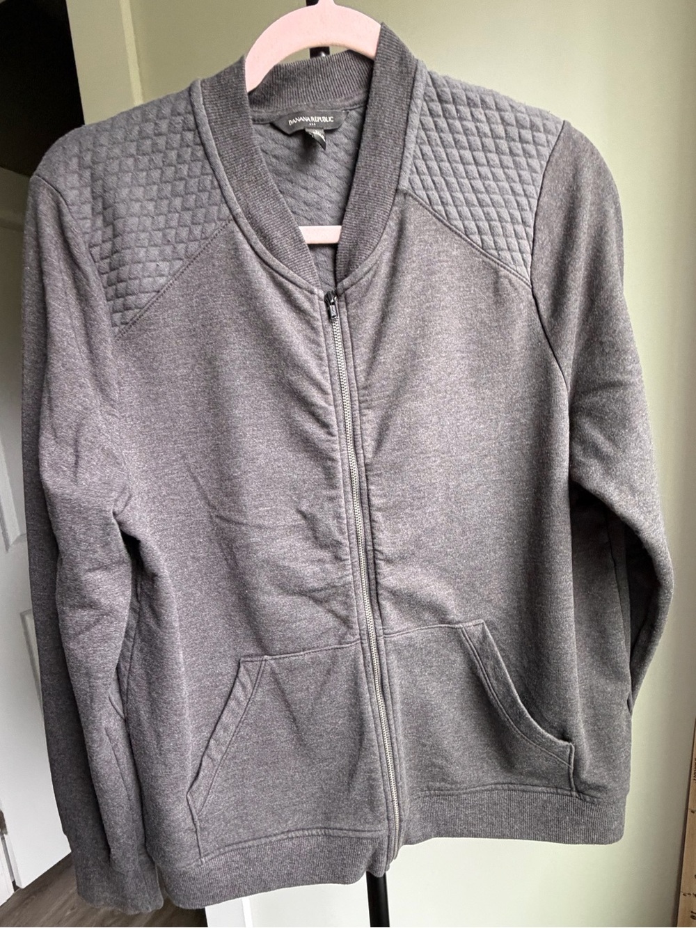 Banana Republic Quilted-Shoulder Zip lightweight jacket - Gray